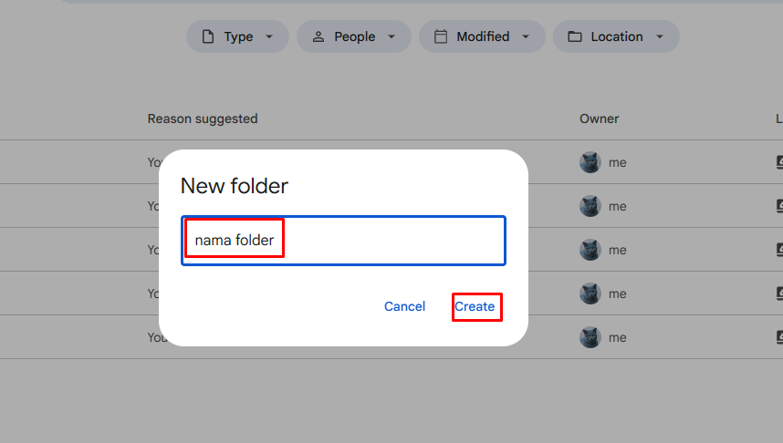 cara membuat folder dan memberi nama folder di google drive