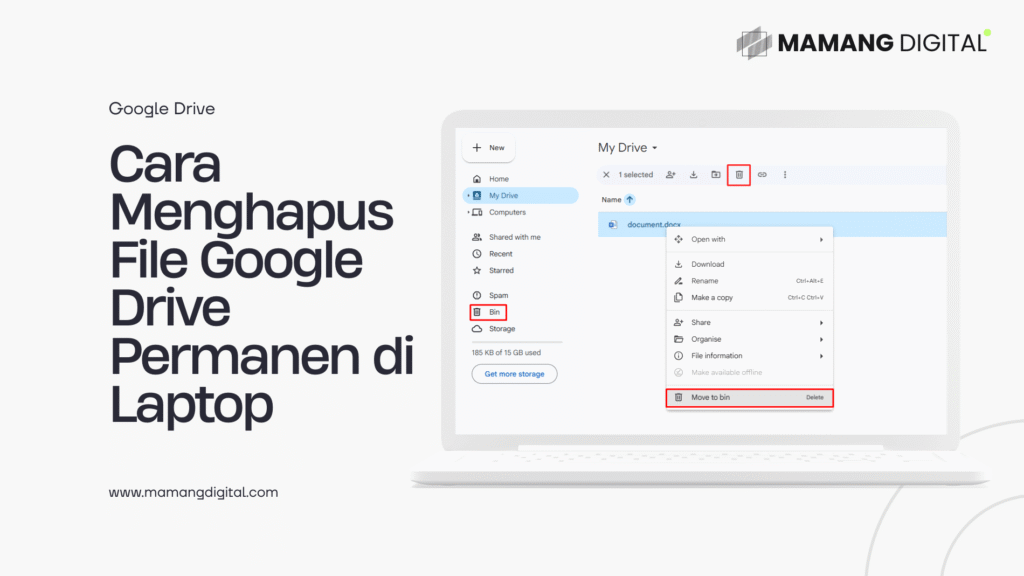 cara menghapus file Google Drive di laptop