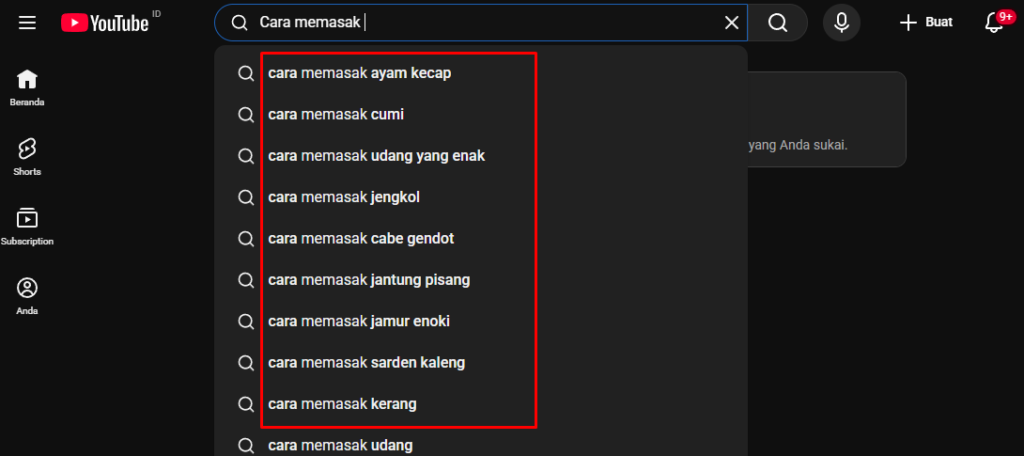 Riset Keyword sebelum optimasi deskripsi video Youtube Shorts