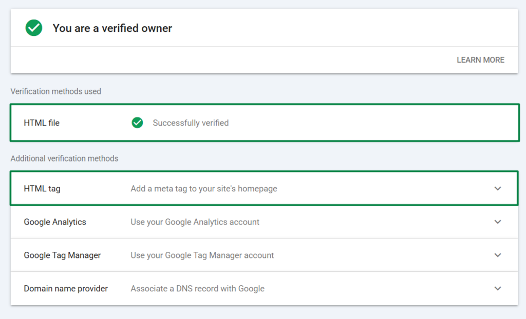 Ownership verification Search Console