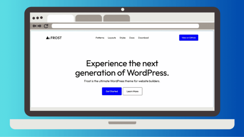 Frost WordPress block theme minimal starting layout for custom block development