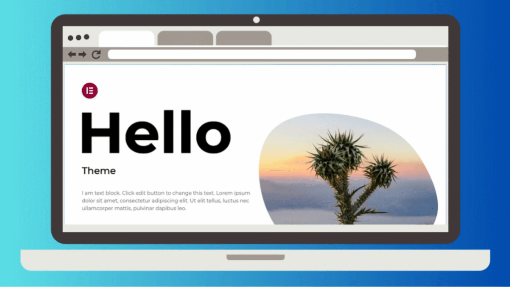 Hello Elementor WordPress theme blank starting canvas before any design is added
