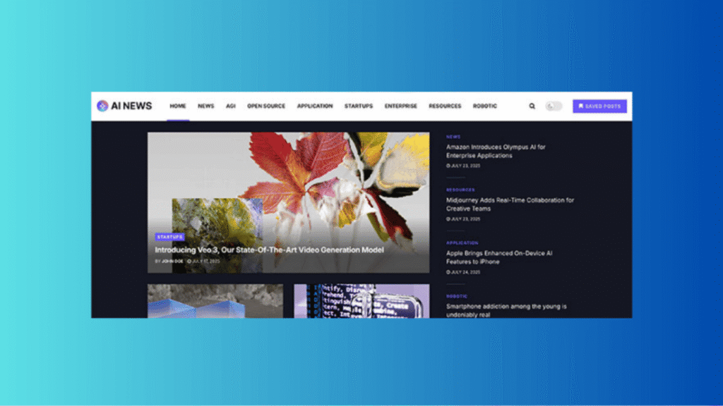 JNews WordPress publishing theme homepage with multi section news layout and ad slots