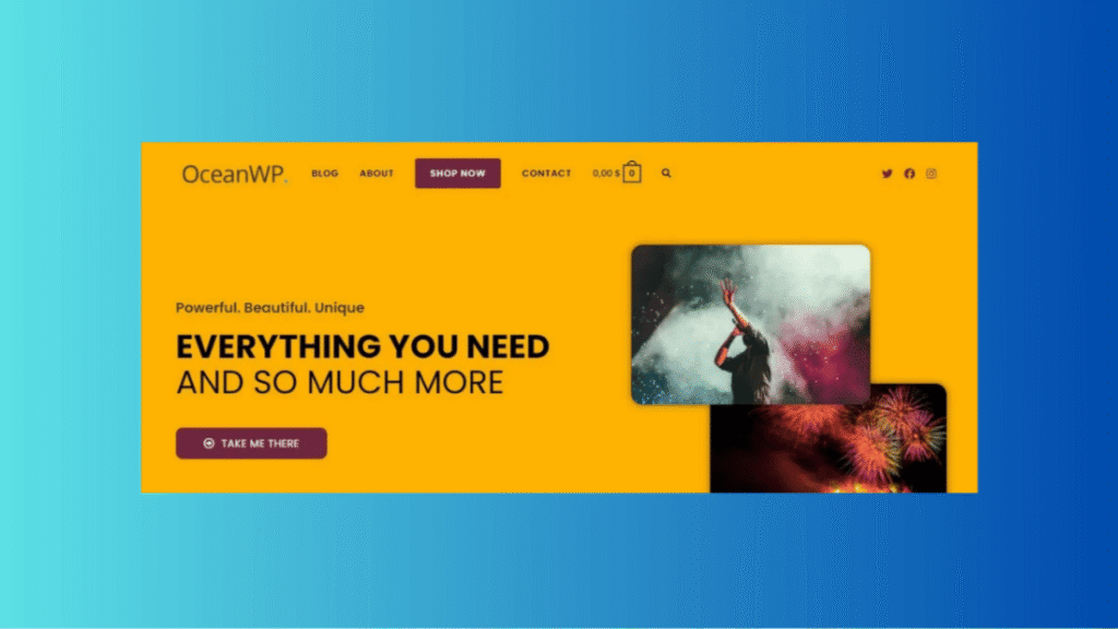 OceanWP WordPress theme shop page with quick view and off canvas cart