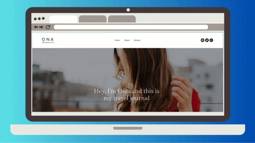 Ona WordPress block theme homepage with editorial layout and minimal typography