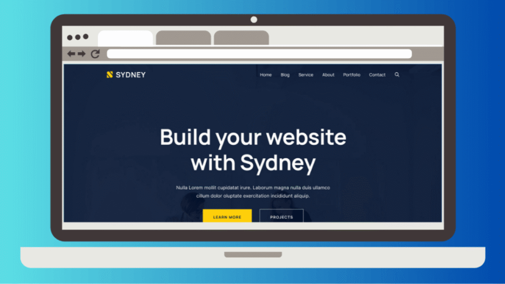 Sydney WordPress theme full screen hero header with bold agency typography